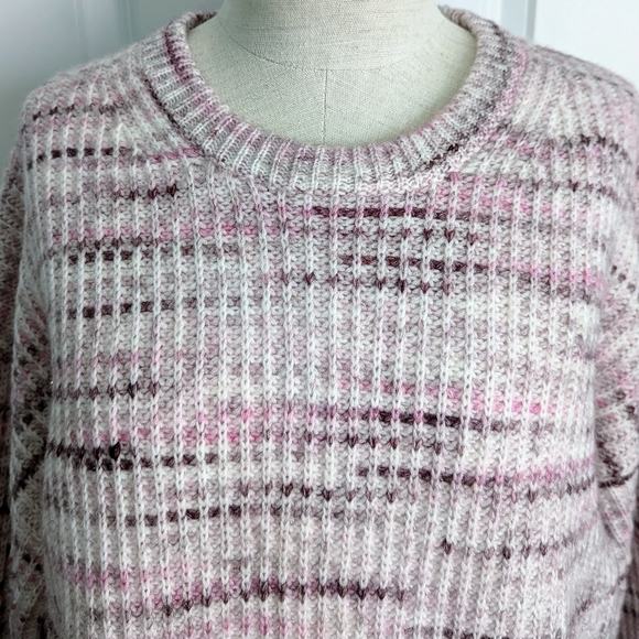 Splendid Sweater Wool Blend Chunky Knit Space Dye Oversized Black Cherry M NWT - Picture 3 of 10